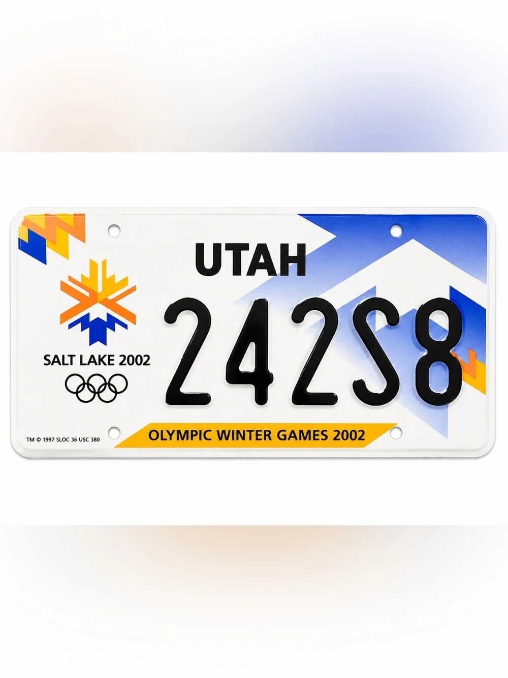 Utah Salt Lake Olympic Winter Games 2002 License Plate